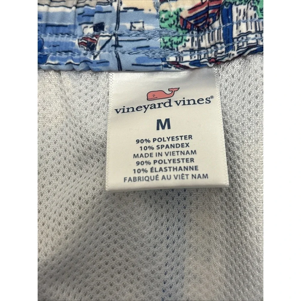 Vineyard Vines Martha's Vineyard Scene Swim Trunk Shorts Men's Size M Blue Print